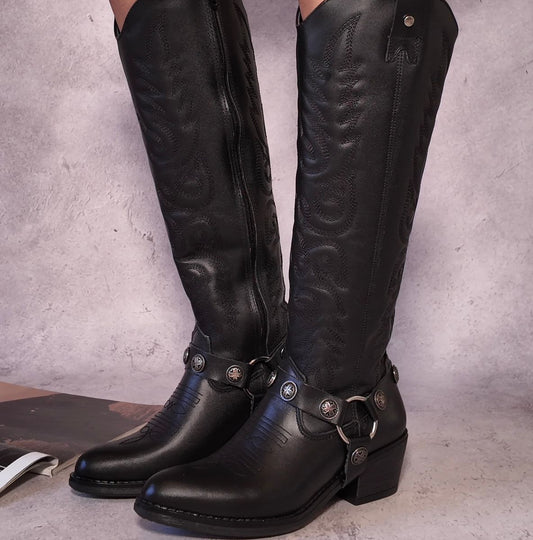 Bota vaquera alta , piel 96535
