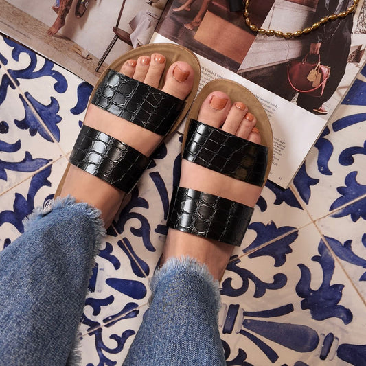 Sandalia tiras print cocodrilo 0180