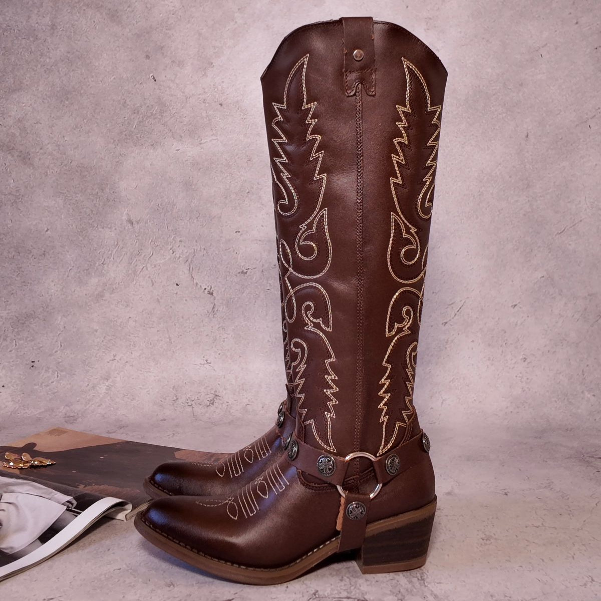 Bota vaquera alta , piel 96535
