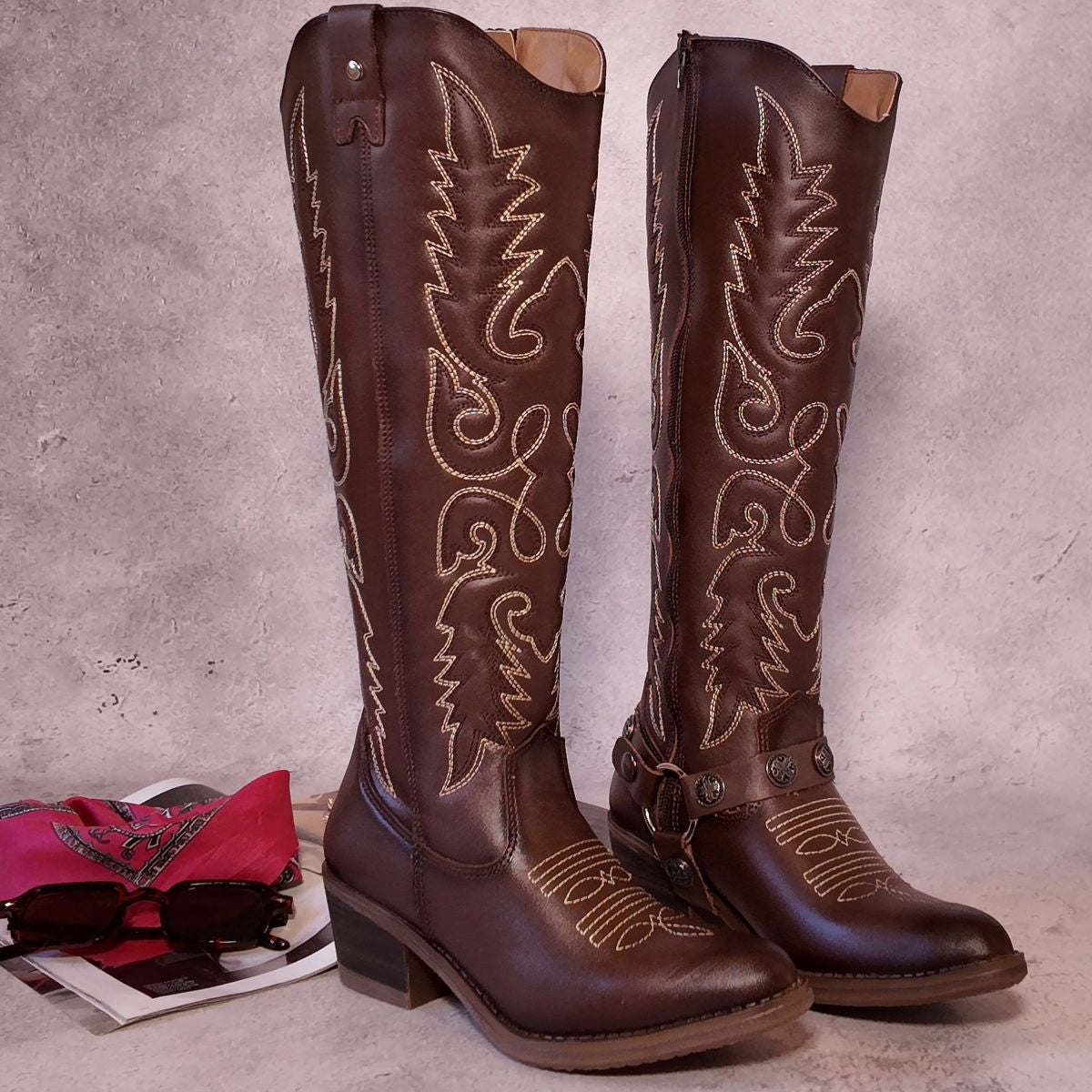 Bota vaquera alta , piel 96535