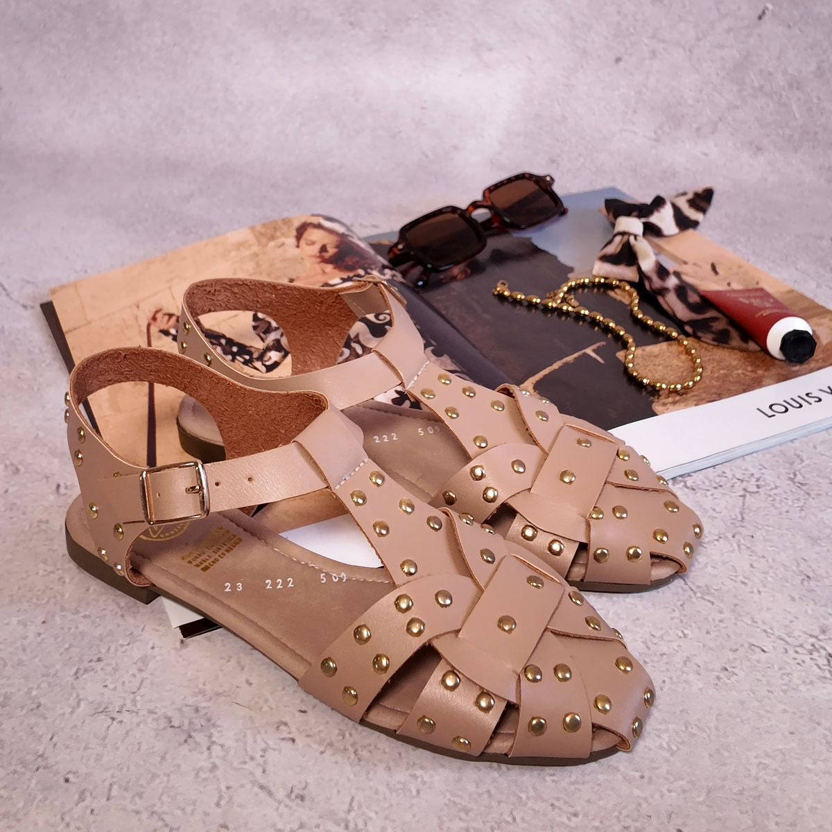 Flat nude con estoperoles oro 509